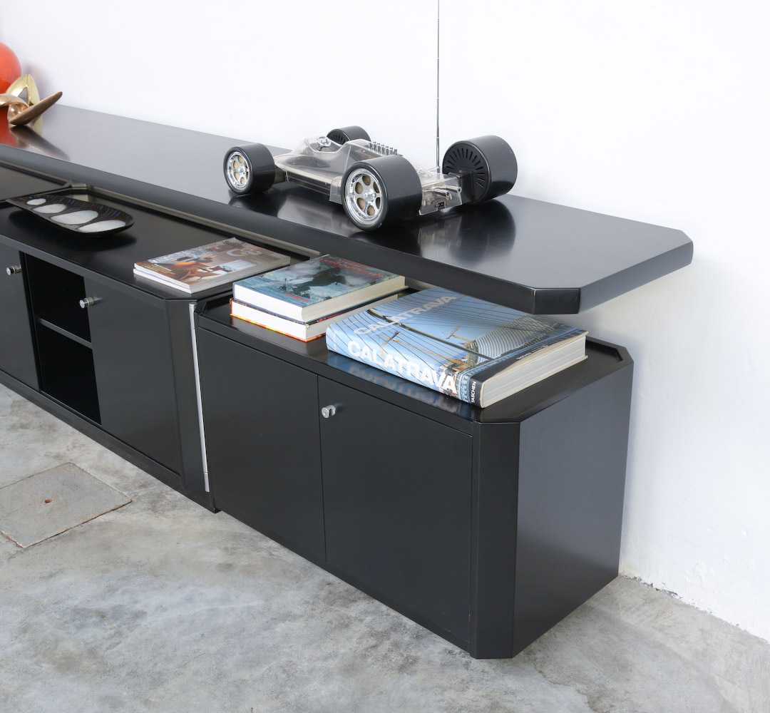 Impressive Black Sideboard by Osvaldo Borsani for Tecno