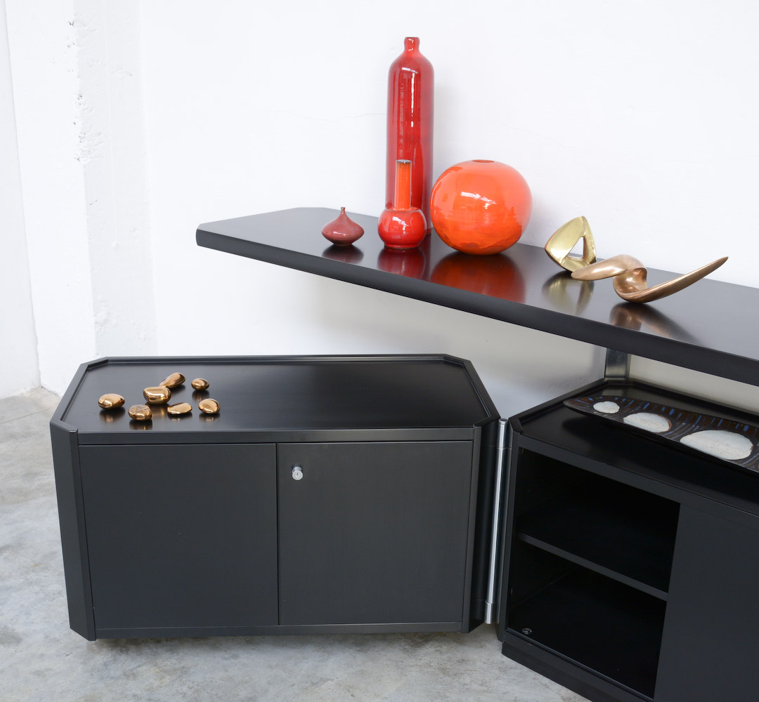 Impressive Black Sideboard by Osvaldo Borsani for Tecno