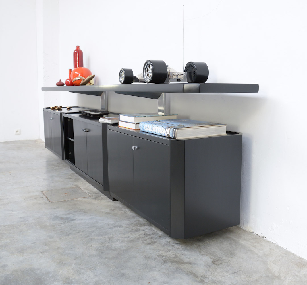 Impressive Black Sideboard by Osvaldo Borsani for Tecno