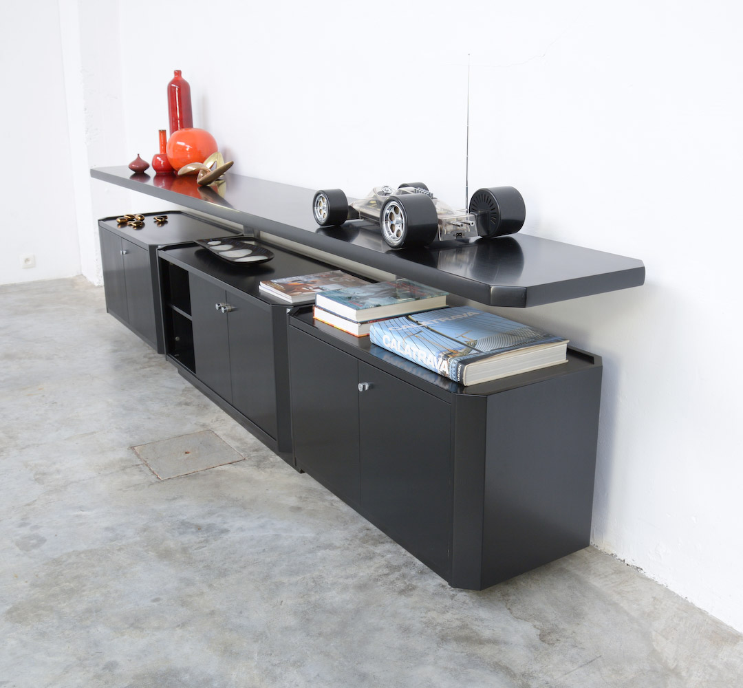 Impressive Black Sideboard by Osvaldo Borsani for Tecno