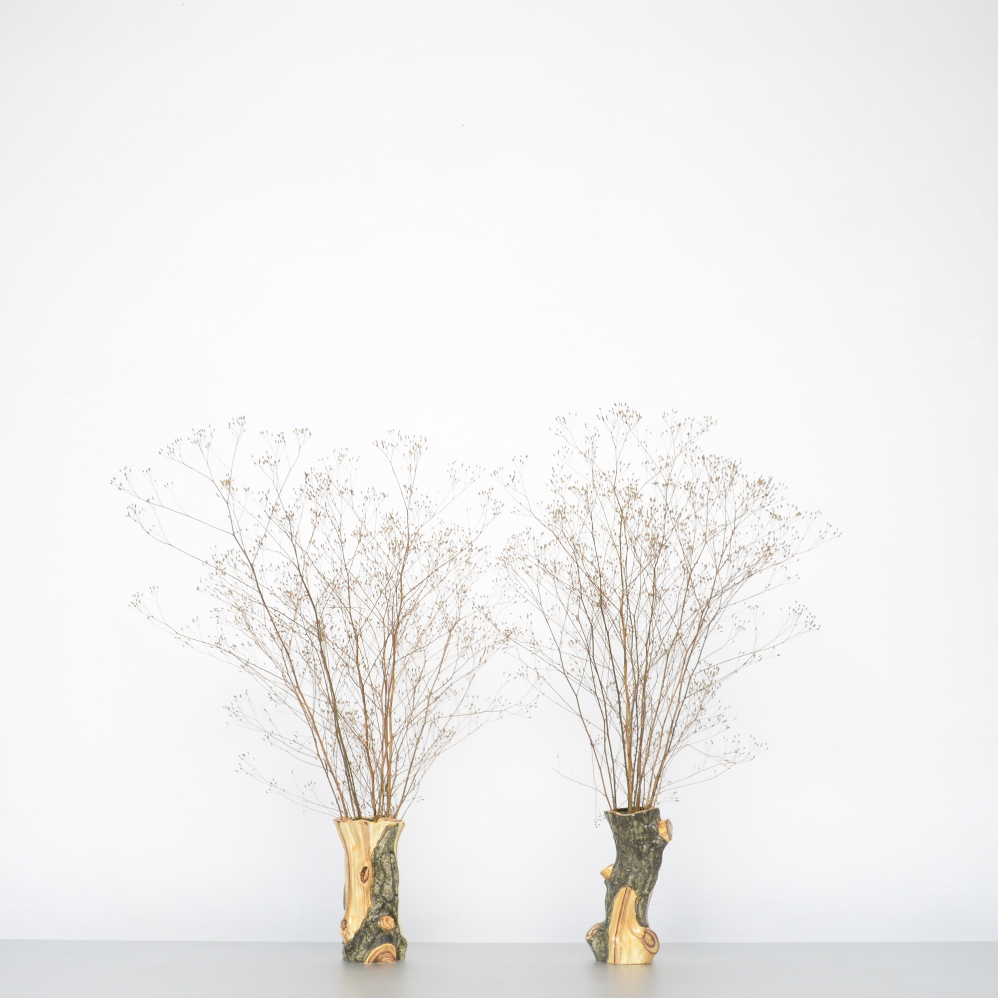Decorative Pair Of Faux Bois Vases Par Cerart 1950s Vintage
