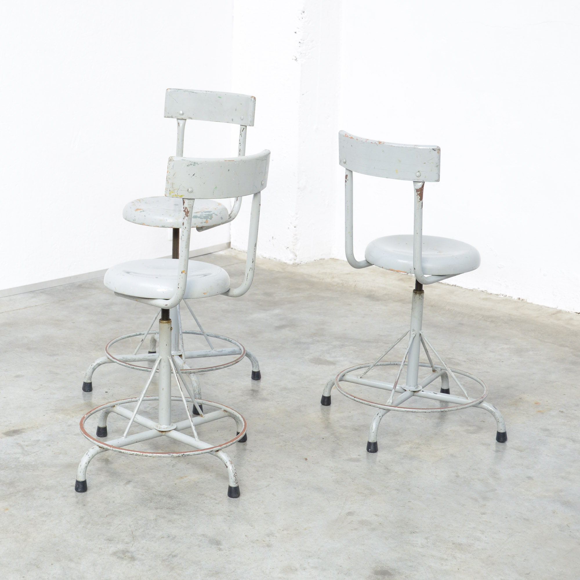 Grey Industrial Drafting Chair Vintage Design Point