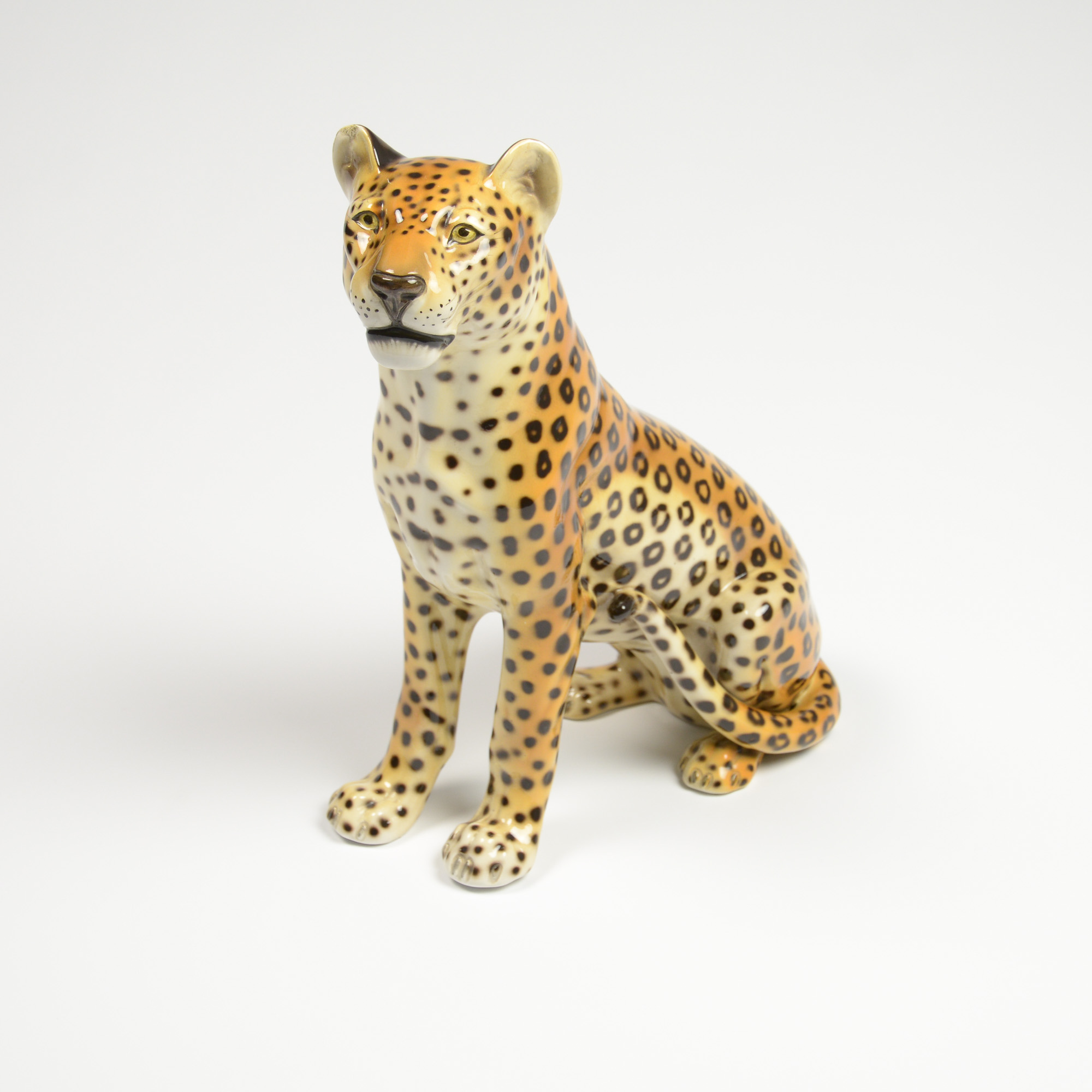 Porcelain Sculpture of a Leopard by Ronzan, Italy - Vintage Design 
