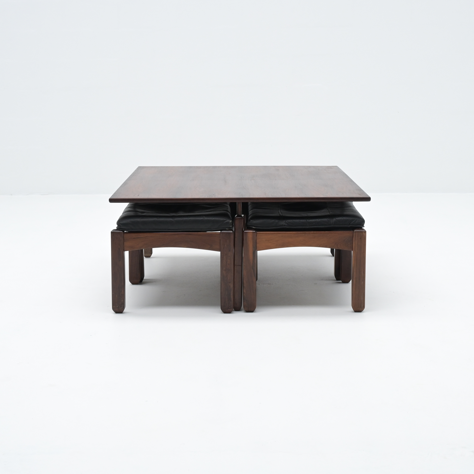 Brazilian Coffee Table with 4 Nesting Stools by Jean Gillon for Wood