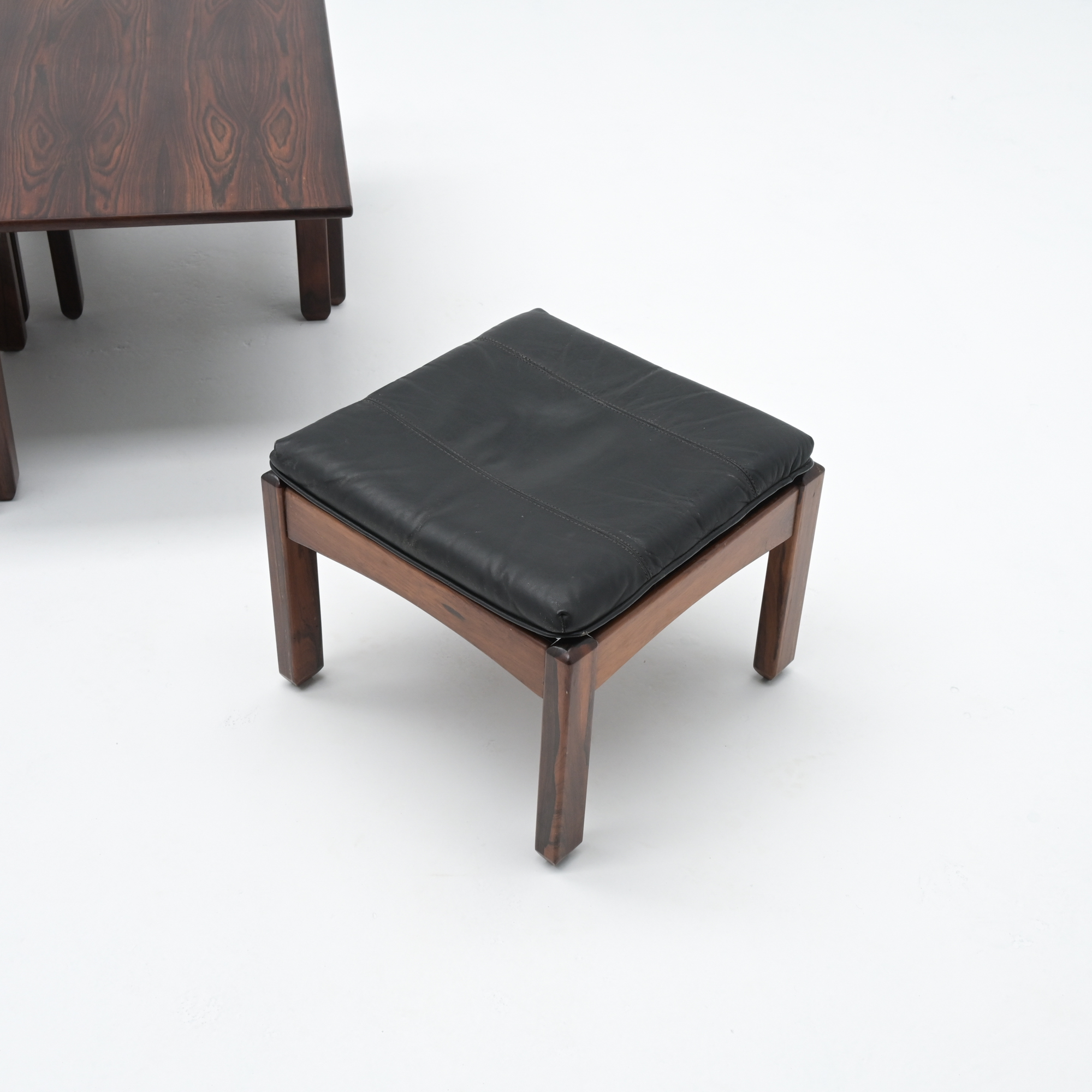 Brazilian Coffee Table with 4 Nesting Stools by Jean Gillon for Wood