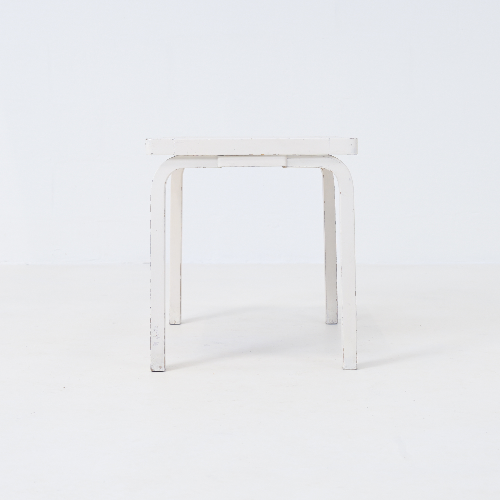 Pair of White Lacquered Benches by Alvar Aalto Vintage Design Point