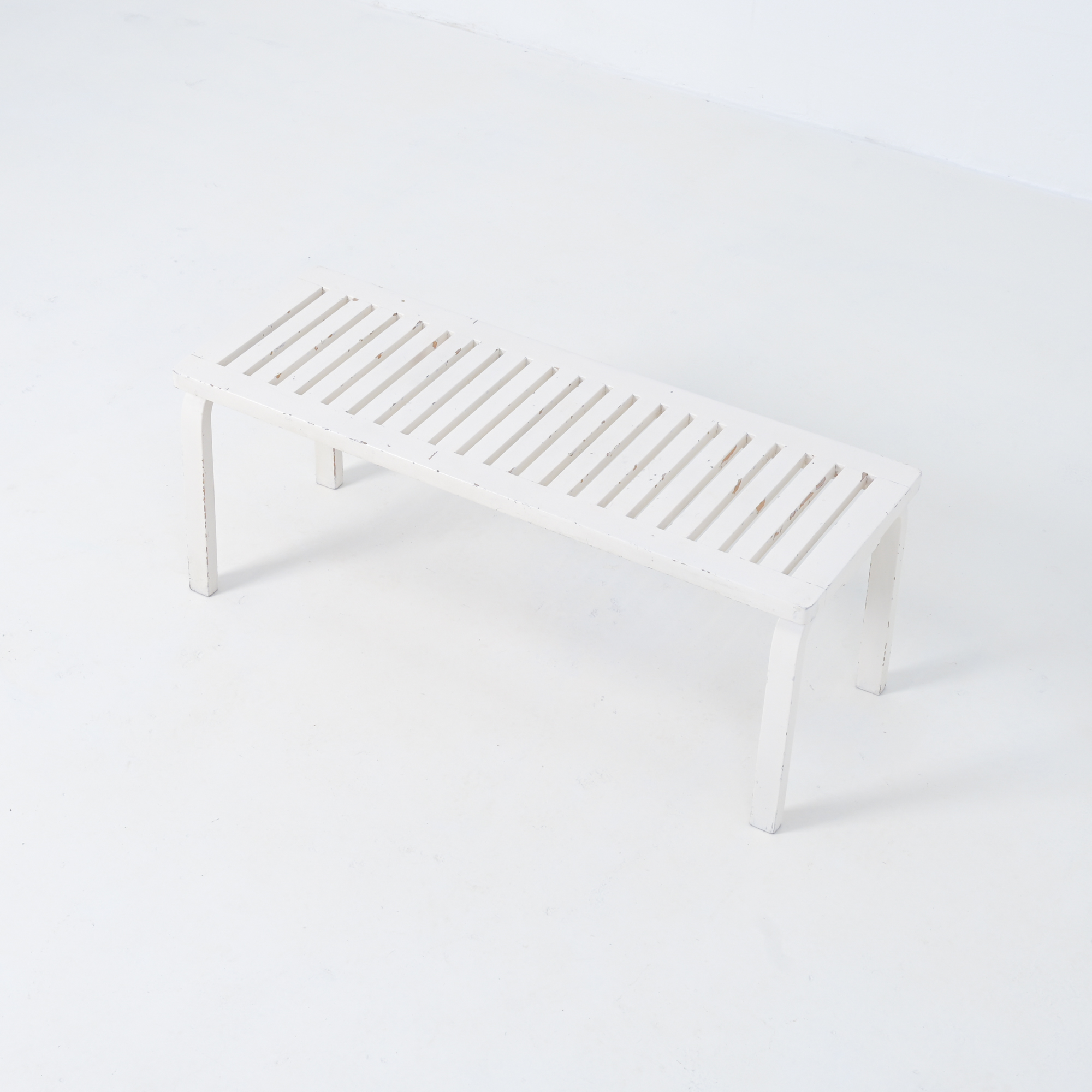 Pair of White Lacquered Benches by Alvar Aalto Vintage Design Point