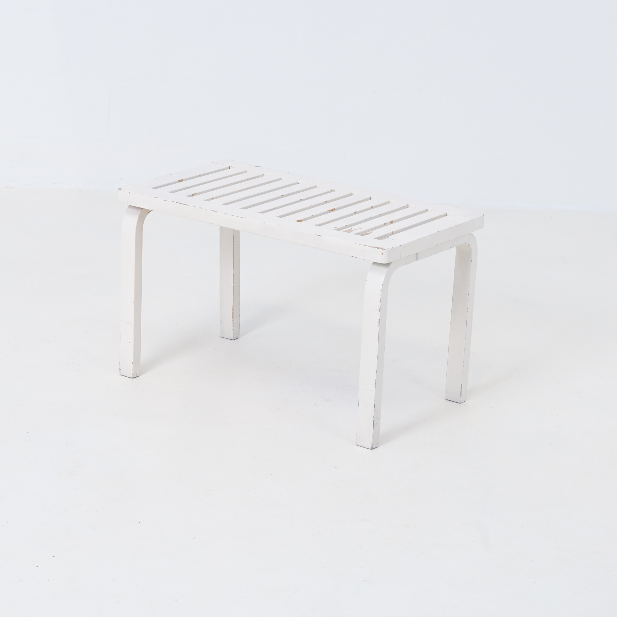 Pair of White Lacquered Benches by Alvar Aalto Vintage Design Point